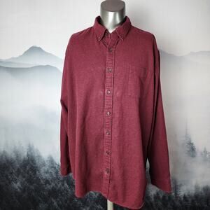 Land's End Big Casual Button Down Maroon Cotton Shirt | Men's XXL/T